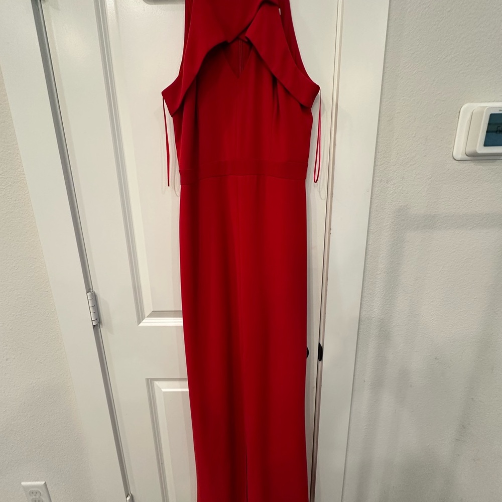 Red Halter Maxi Sheath Dress